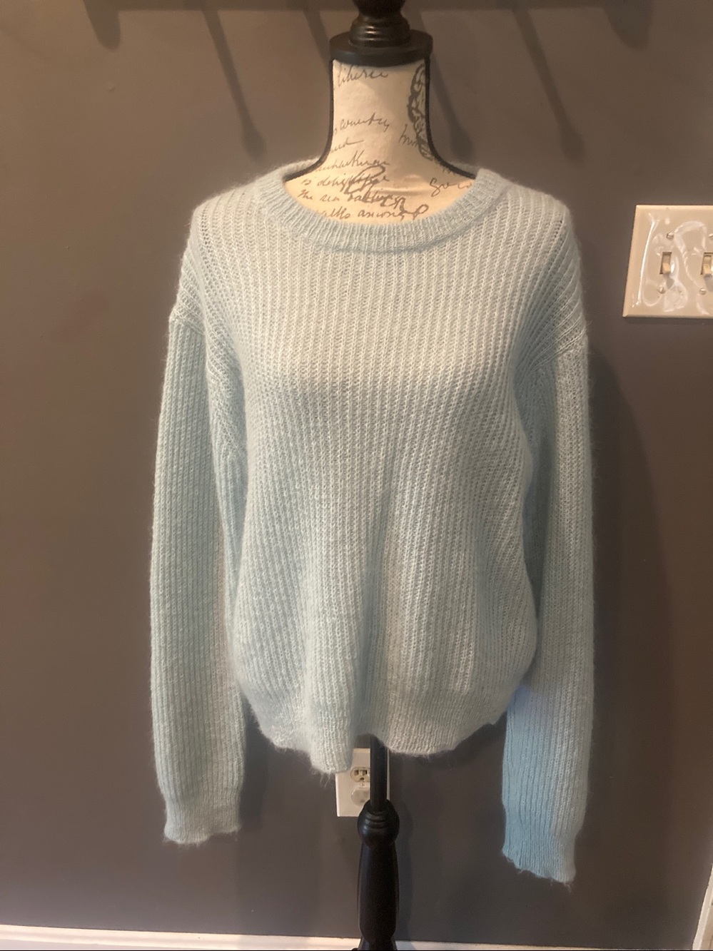 T Alexander Wang size large light blue  soft mohair blend sweater EUC